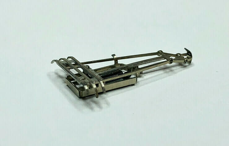 A pantograph for locomotives of the Rhaetian Railway (assembled and ready for use)